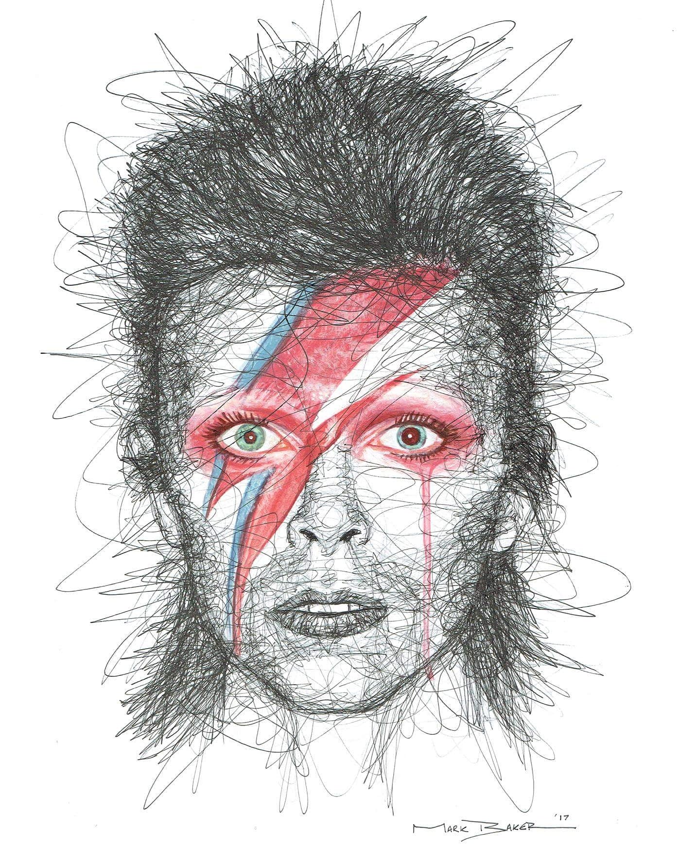 David Bowie scribble – print